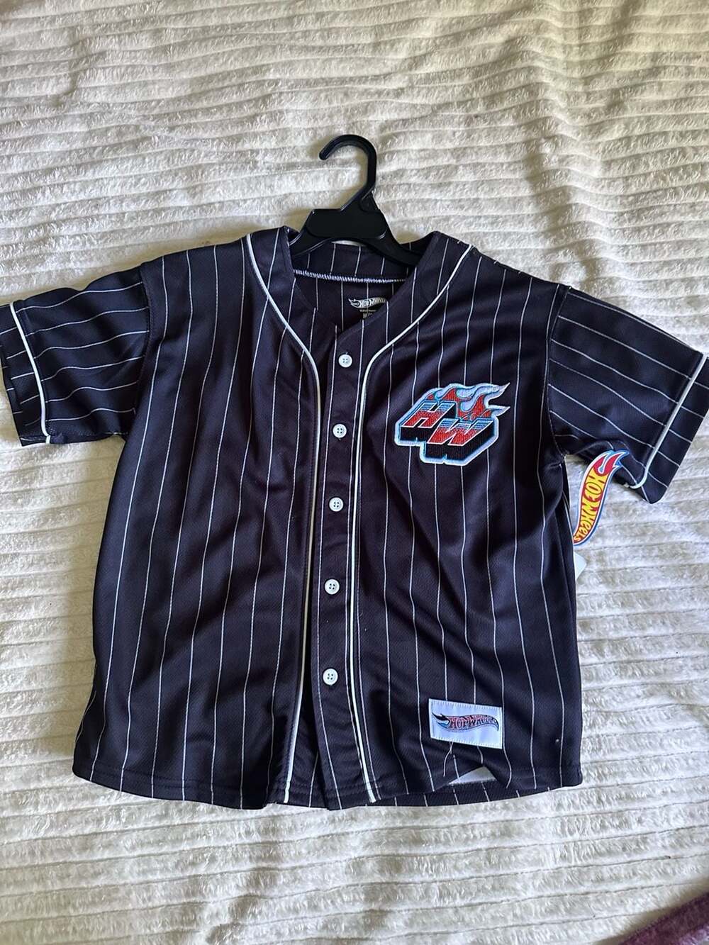 Hot Wheels Boys Graphic Pinstripe Baseball Jersey